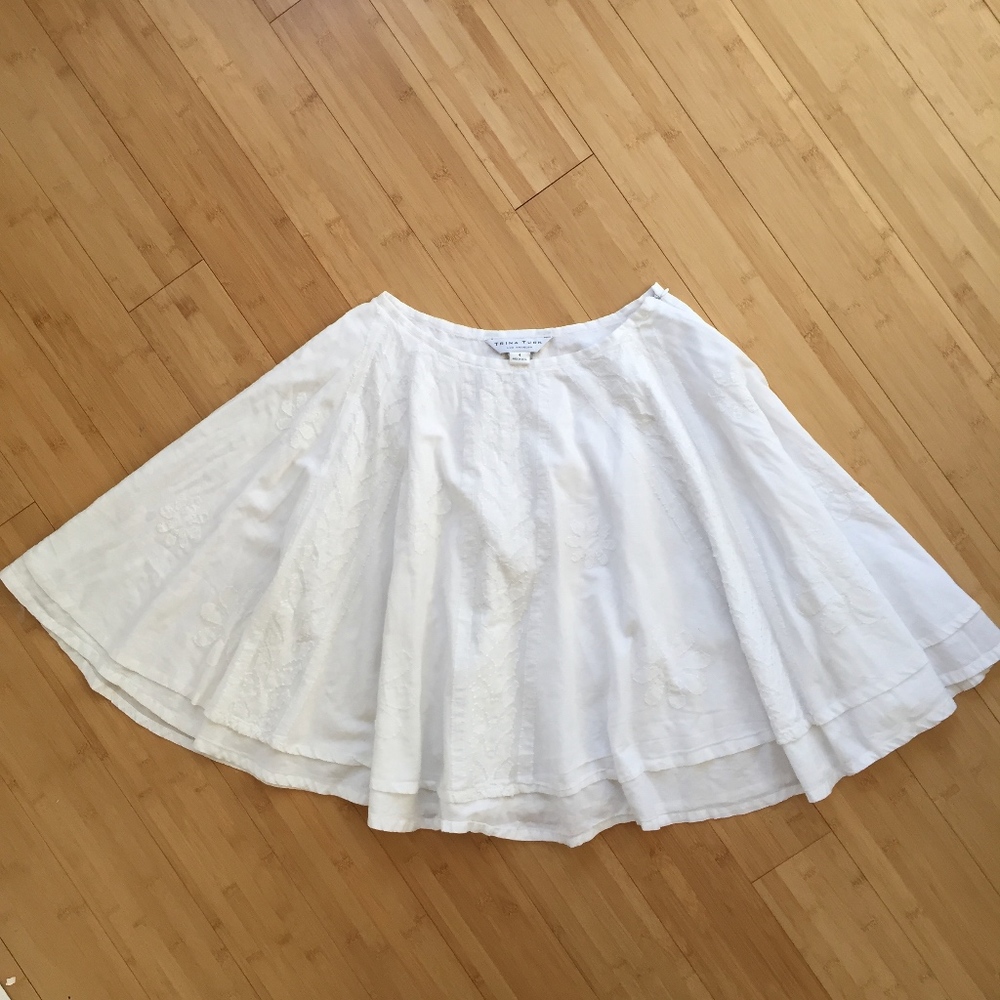 TRINA TURK Los Angeles Midi Swing White Skirt 4